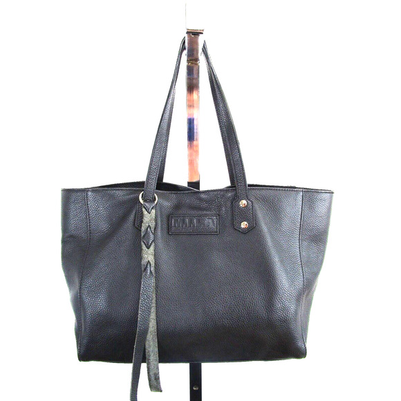 M.I.L.A Los Angeles Large Black Pebbled Leather Luxury Shoulder Tote Handbag - Picture 1 of 12